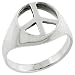 Sterling Silver 1/2 (13mm) Peace Sign Ring