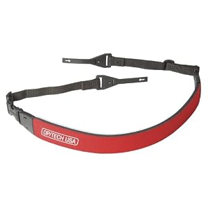 OP/TECH USA 1602002 Fashion Strap with Adjustable Connectors - for cameras and binoculars- neoprene (Red)