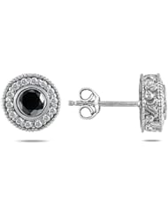 3/4 CTW Black Diamond Earrings 10K White Gold