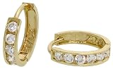 10k Yellow Gold Hoop Earrings w/ CZ Stones, 1/2 (13mm) diameter