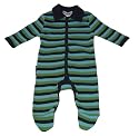 Bright Bots Baby Boy Striped Yarn Dye Babygrow in Navy/Green/Aqua size 0-3 months