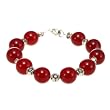 Handmade Ruby Quartz Bracelet With Silver Floral Beads