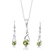 Sterling Silver 1.75 carats total weight Round Shape Peridot Pendant Earrings and 18 inch Necklace Set
