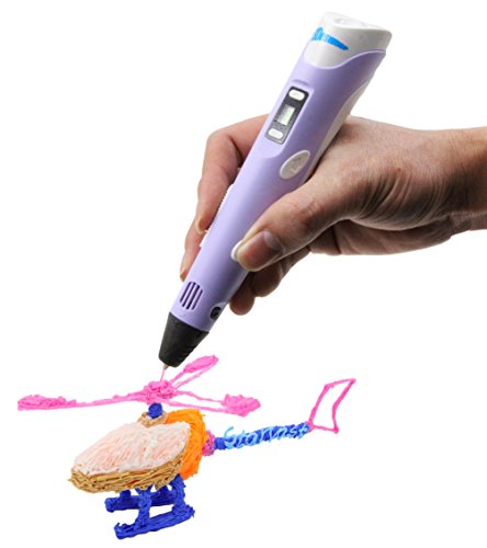 3D Pen, 3Designer 2ND Gen 3D Printing Pen / 3D Doodle Pen Set include 3D Craft Printing Art Pen with LCD Screen and 3 Pack x 10 Feet ABS Filament for Drawing, Doodling, Painting and 3D Shapes (Purple)