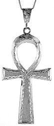 Sterling Silver Large Ankh Cross Pendant, 2 15/16 in. (74mm)