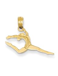 14k Yellow Gold Solid Polished Gymnast Pendant. Metal Wt- 0.52g
