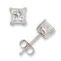 4Ct Square C.Z. Diamond Stud (.925) Silver Earrings Melanie Trump