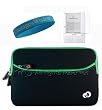 Amazon Kindle 2 Sleeves Kindle 2 Black with Green Carrying Case Sleeves + Wisdom*Courage Wristband + Screen Protector