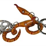 A Pair of Snake Designs (2 pieces), Leather Key Chain/Bag Charm, Tan and Red