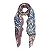 Elegant Multi Color Feather Print Frayed Edge Fashion Scarf Shawl Wrap, Purple