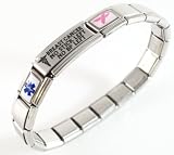 Breast Cancer Lymphedema Medical ID Alert Italian Charm Bracelet Left