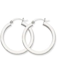 3mm, 14K White Gold Square Tube Hoop Earrings, 30mm (1 1/8")