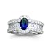 Bling Jewelry Victorian Sterling Silver 1ct Oval Blue Sapphire Color CZ Pave Side Stone Engagement Ring - Size 6