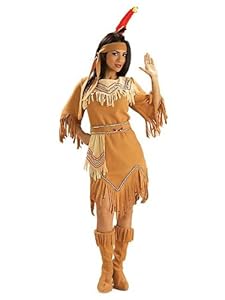Native American Maiden Costume, Adult Standard, FITS UP TO 14/16