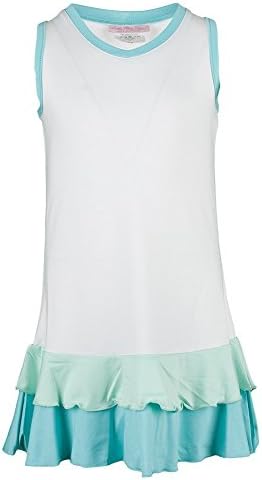 Girls` Pleated Tennis Dress White And Blue