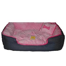 Dog bed Blue with Pink inset 42" x 32"