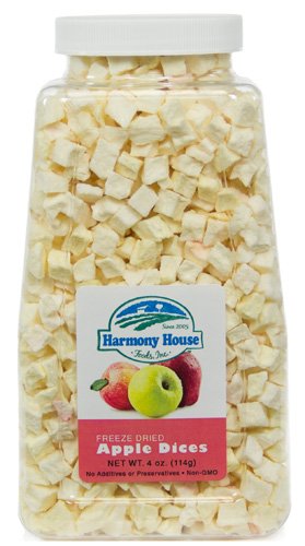 Harmony House Foods Freeze-Dried Apple, dices (3.5 oz, Quart Size Jar)