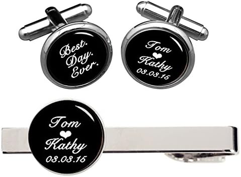Best Day Ever, Wedding Keepsake, Groom Cufflinks, Wedding Cufflink, Custom Groom Cufflinks, Gift for Groom (Cufflinks&amp;Tie clips)