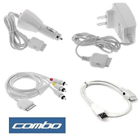 Click here to buy RCA AV (Video and Audio) Cable with Ipod Plug + Car Charger + Home Charger + USB Data... by Bargaincell.