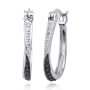 Sterling Silver Black and White Diamond Hoop Earrings (0.8" Diameter)