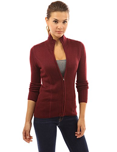 PattyBoutik Women's Turtleneck Full Zip Cardigan