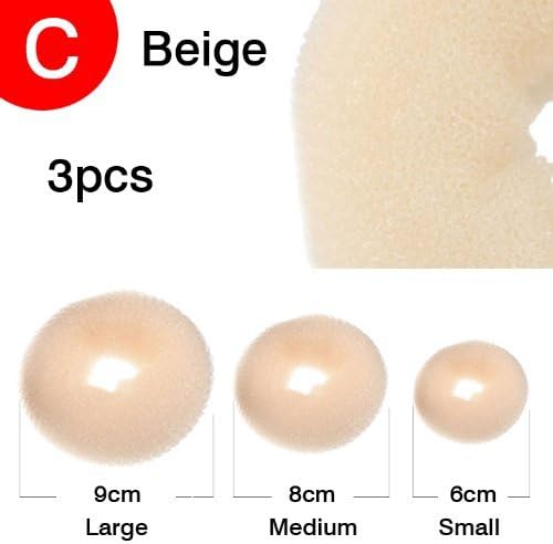 Rice White 3pcs Set Donut Three Hair Bun Ring, Shaper Hair Styler Maker BUY NOW