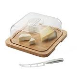 Pradel Jean Dubost - 20326 - Plateau à Fromage en Bambou Véritable + 1 Couteau à Fromage en Acier Inox
