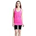 Semath Women's Stretchy Solid Color Essential Loose Fit Tank Top Supersoft Cami, 4 Pack/Shocking Pink/Light Blue/Black/Rosered, Medium