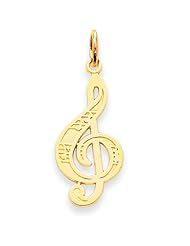 14k Yellow Gold Musical Series Treble Clef Pendant. Metal Wt- 0.89g
