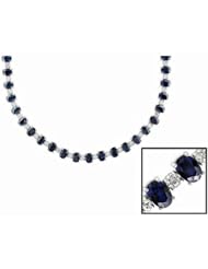 14K White Gold Sapphire and Diamond Necklace -- LIFETIME WARRANTY