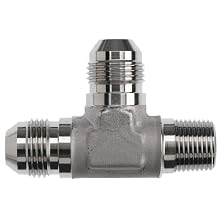 Brennan 2605-04-04-04-SS, Stainless Steel JIC Tube Fitting, 04MJ-04MP-04MJ Tee, 1/4" TubeOD x 1/4" Tube OD x 1/4-18 NPTF Male