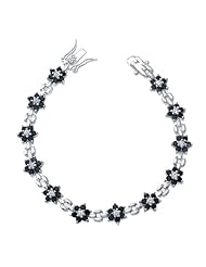 Sterling Silver Black and White Flower Bracelet