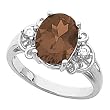 14K White Gold Smoky Quartz and Diamond Ring