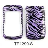 PURPLE WITH BLACK ZEBRA STRIP SNAP ON HARD SKIN SHELL PROTECTOR COVER CASE FOR BLACKBERRY CURVE 8520 8530 + BELT CLIP