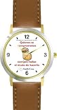 Habit 1 - Those Committed #1 (Spanish Text) - DELUXE TWO-TONE WATCH from THE 7 HABITS - WATCH COLLECTION BY WATCHBUDDY&reg; - Arabic Numbers - Brown Leather Strap-Size-Large ( Men's Size or Jumbo Women's Size )