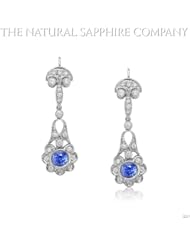 1.73ct. Natural Untreated Blue Sapphire Earrings with 38 pave dia. 0.80ct. total.