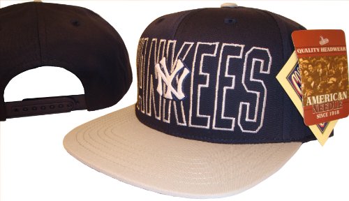 Dark Blue & Grey New York Yankees Adjustable Snap Back Baseball Cap Hat Giant Outline Print