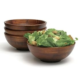 Lipper Dark Cherry Salad Serving Bowls - Set of 4 by Lipper