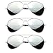 MJ Eyewear Silver Mirror Lens Aviator Sunglasses - pack of 3 (3 PACK SILVER, MIRROR)