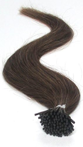 Beauty Wig World 22" Straight Stick I Tip Remy Human Hair Extensions 0.5g per Strands 100s/pack 6# Chestnut Brown