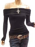 Patty Women Unique Off Shoulder Ruched Long Sleeve Blouse Top