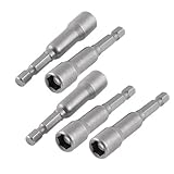 uxcell　六角ソケット　ビット　セッター　金属　グレー　5個入り　磁気有り　ナットドライバービット