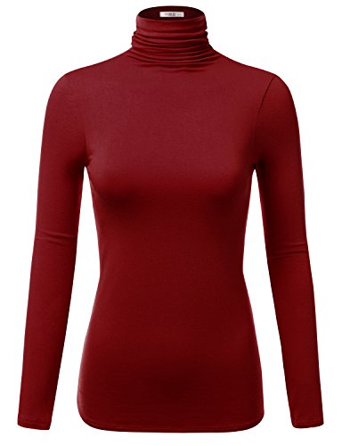 J.TOMSON Women's Layering Rayon Jersey Long Sleeve Scrunch Turtleneck (S-3XL/20 Colors)