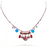 Ayala Bar Fabrics Necklace - Hip Collection - in Hot Pink, Tomato, Teal and Deep Sky Blue #9359 S11 ANK ONK