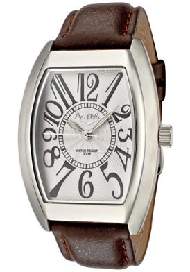 Men's White Textured Dial Brown Leatherette