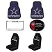 NFL Dallas Cowboys 6 PC Auto Accessories Combo Kit - Carpet Fan Floor Mats, Seat Covers, Steering Wheel Cover and Chrome License Plate Frame