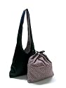 K2L&D2 Leather look Zen Black 2009 version, SHIBORI Dots AZUKI Lining of Katty TESAGE tote bags, comes with Purse Insert (drawstring organizer), P-Leather (Water-proof), Hobo Style