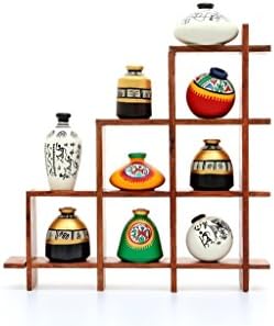 Indikala Indian Handmade Ladder Stand With 9 Warli Pots