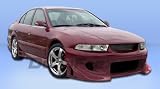 1999-2003 Mitsubishi Galant Blits Complete Kit: This Complete Kit Includes Blitz Front Bumper (103192), Cyber 2 Rear Bumper (102142), and Cyber Side Skirts (102143).