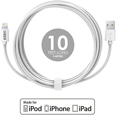 Authentic Kero Lasso Cable (LC-LW) - Apple MFI Certified Lightning Cable 10 feet long with Cable Tie - For iPhone 6/6 Plus/5C/5S, iPad 4, iPad Air